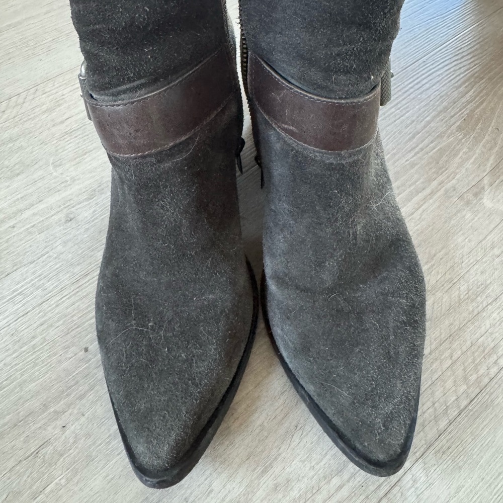 All Saints Gray Suede Ankle Boots